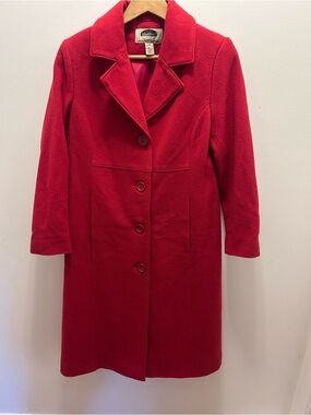 Mark Reed Red Wool Blend Single-Breasted Pea Coat